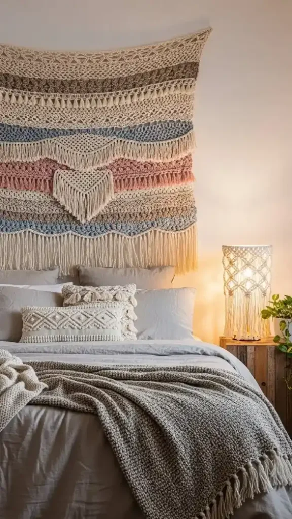 23 Crochet Home Decor Ideas Wall Art to Beautify Your Living Space 8 Crochet Tapestry Art for Bedroom Walls