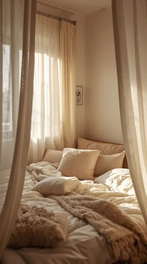 23 Small Apartment Decorating Cozy Bedroom Designs | Dreamy Ideas for a Warm and Relaxing Retreat 8 Hang Sheer Curtains for Softness