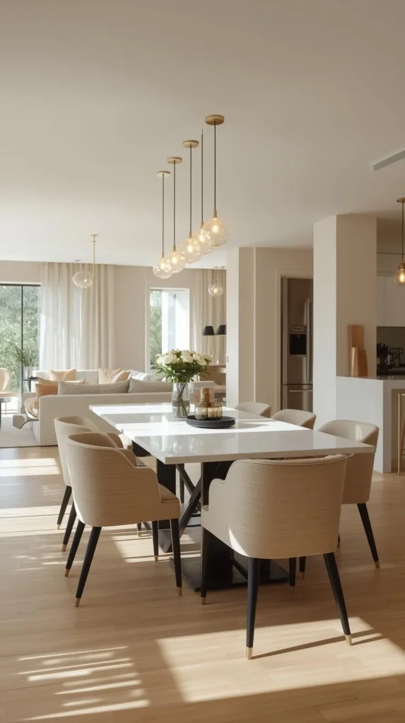 White Dining Area Between Kitchen and Lounge