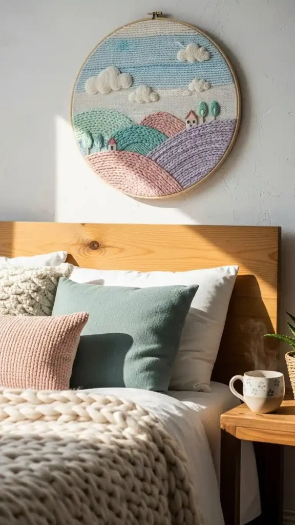 19 Crochet Home Decor Wall Hanging Ideas to Beautify Your Walls 9 Crochet Hoop Embroidery Wall Art