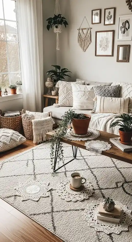 18 Crochet Home Decor Boho Ideas for Cozy and Stylish Spaces 9 Decorative Coasters with Lace Edges