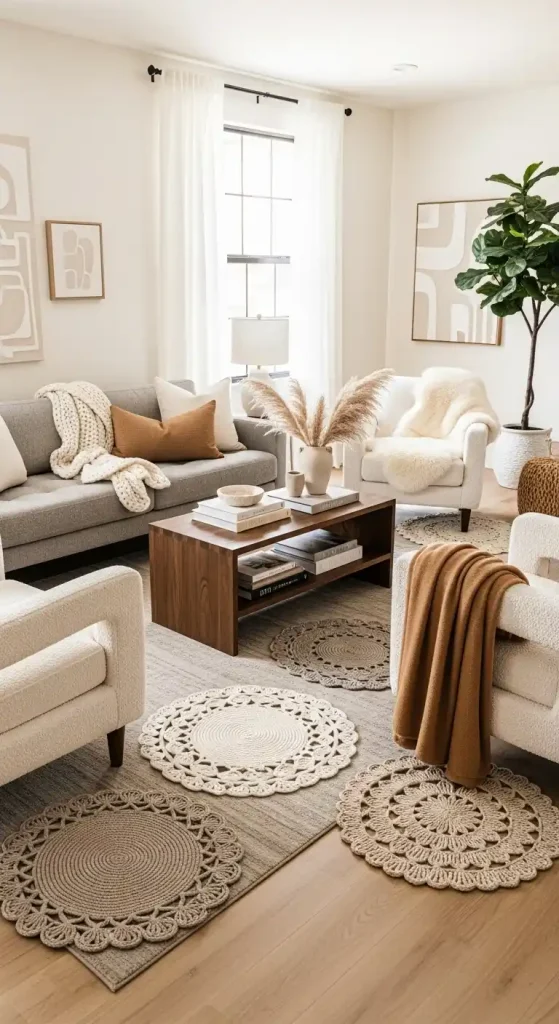 28 Crochet Home Decor Ideas for Stylish and Cozy Interiors 10 Small Rugs or Doily-Style Floor Mats