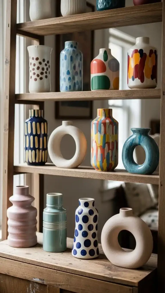 20 Colorful Thrifted Home Decor Ideas to Create a Bright, Stylish, and Budget-Friendly Home 2 Colorful Vintage Vases