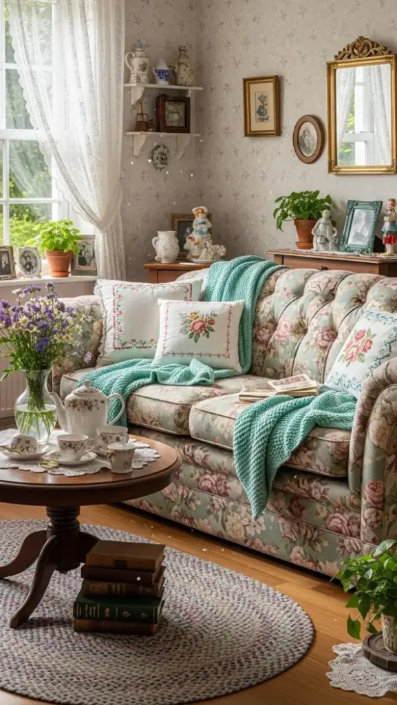 20 Grandmacore Home Decor Ideas for Cozy Vintage Charm 2 Floral Print Upholstery