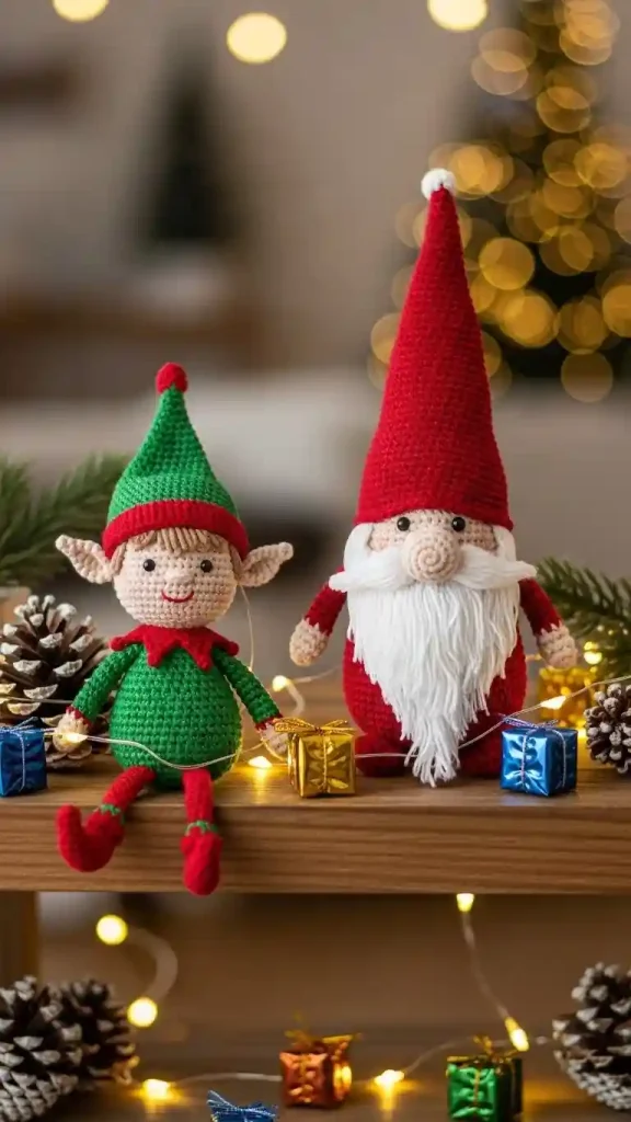 25 Christmas Crochet Home Decor | Handmade Ideas for a Festive Touch 11 Crochet Elf or Gnome Figurines
