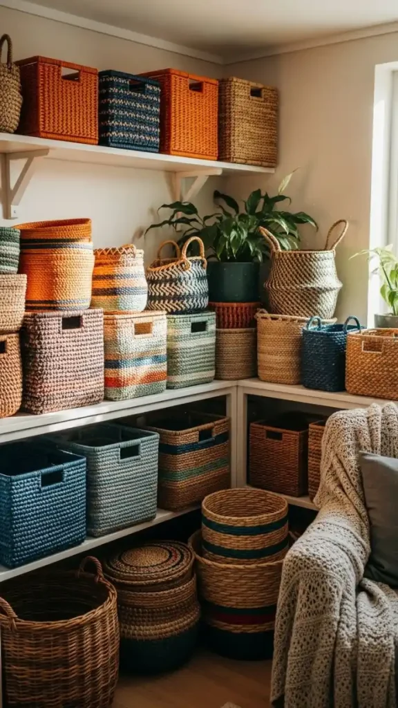 20 Colorful Thrifted Home Decor Ideas to Create a Bright, Stylish, and Budget-Friendly Home 12 Colorful Woven Baskets