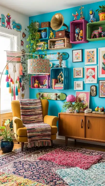 23 Eclectic Funky Home Decor Creative Ideas for a Stylish Space 12 DIY Floating Shelves