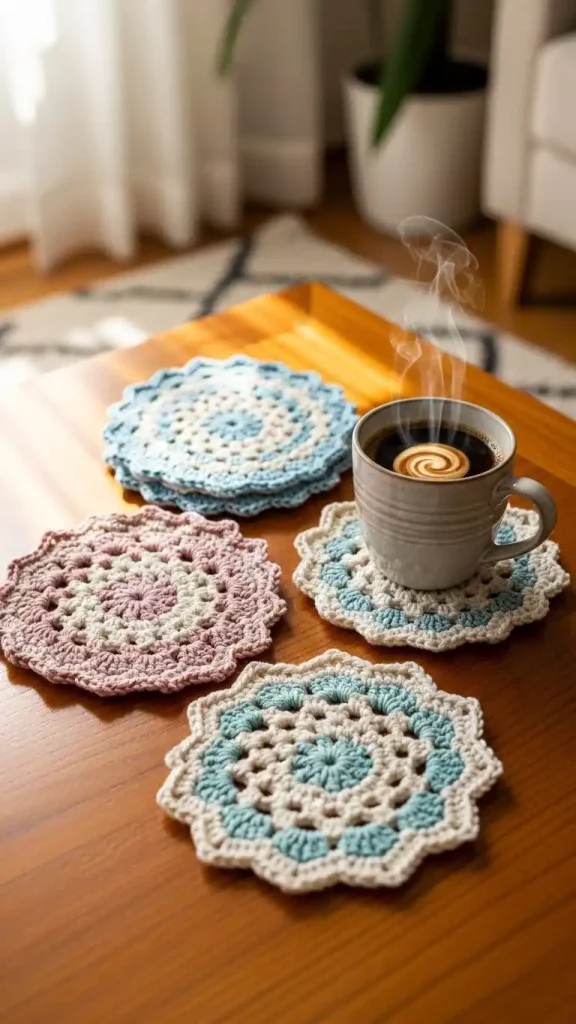 23 Filet Crochet Home Decor Ideas to Beautify Your Stylish Living Spaces 12 Hafilet Crochet Coasters