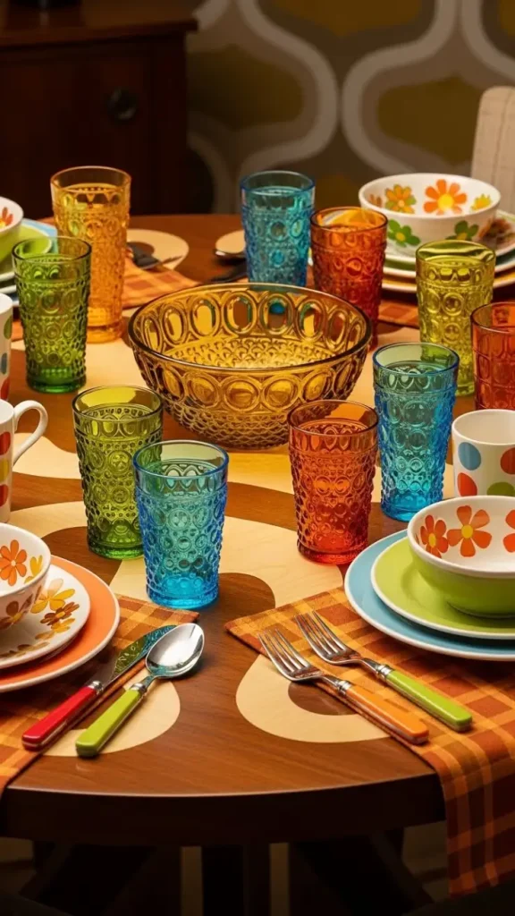 18 Retro Funky Home Decor Ideas to Add Nostalgic Charm 13 Funky Glassware and Tableware