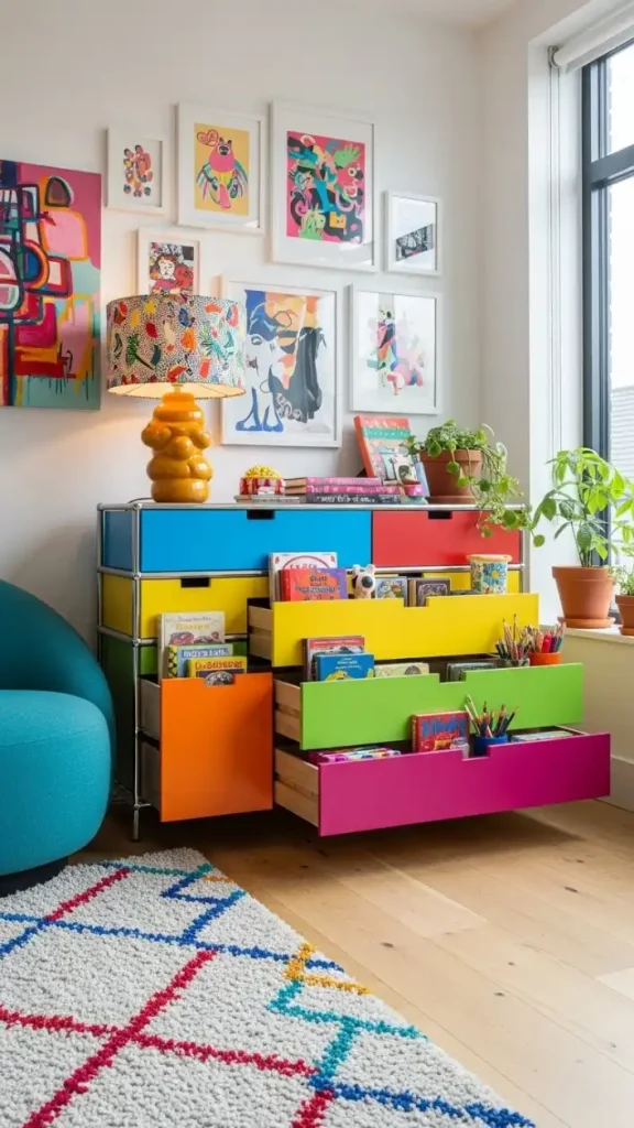 20 Creative Storage Ideas for Funky Home Decor to Make Your Home Bold & Organized 13 Multi-Colored Drawer Cabinets
