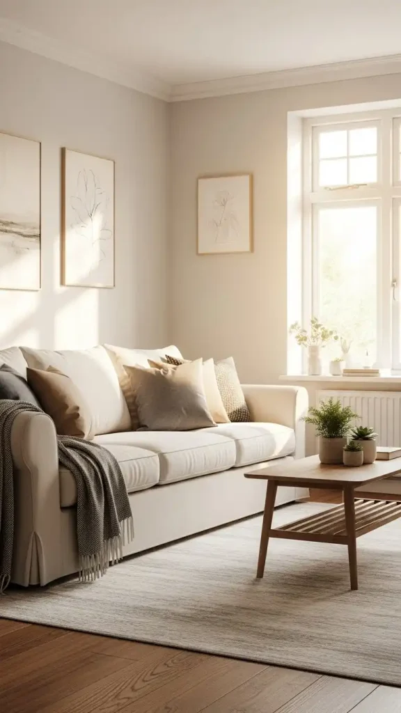 21 Neutral Color Home Decor Ideas to Create a Calm and Stylish Space 13 Warm Ivory Sofa Styling