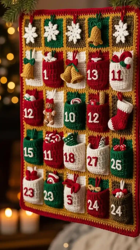 25 Christmas Crochet Home Decor | Handmade Ideas for a Festive Touch 14 Crochet Advent Calendars