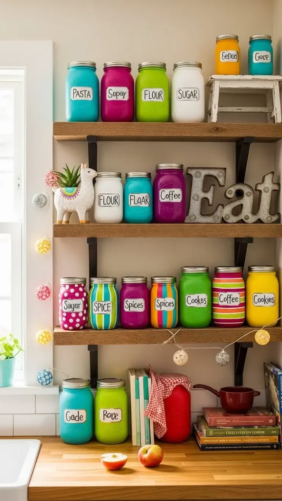 21 Funky Home Decor Kitchen Ideas That Transform Your Cooking Space 15 DIY Mason Jar Storage