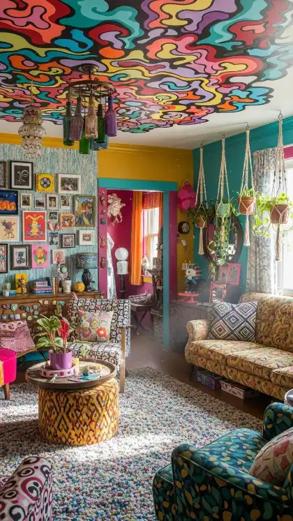 23 Eclectic Funky Home Decor Creative Ideas for a Stylish Space 15 DIY Painted Ceilings