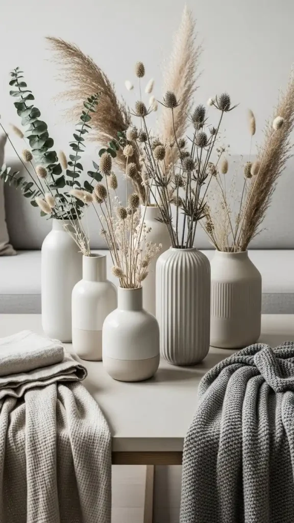 21 Neutral Color Home Decor Ideas to Create a Calm and Stylish Space 15 Neutral Ceramic Vases Display