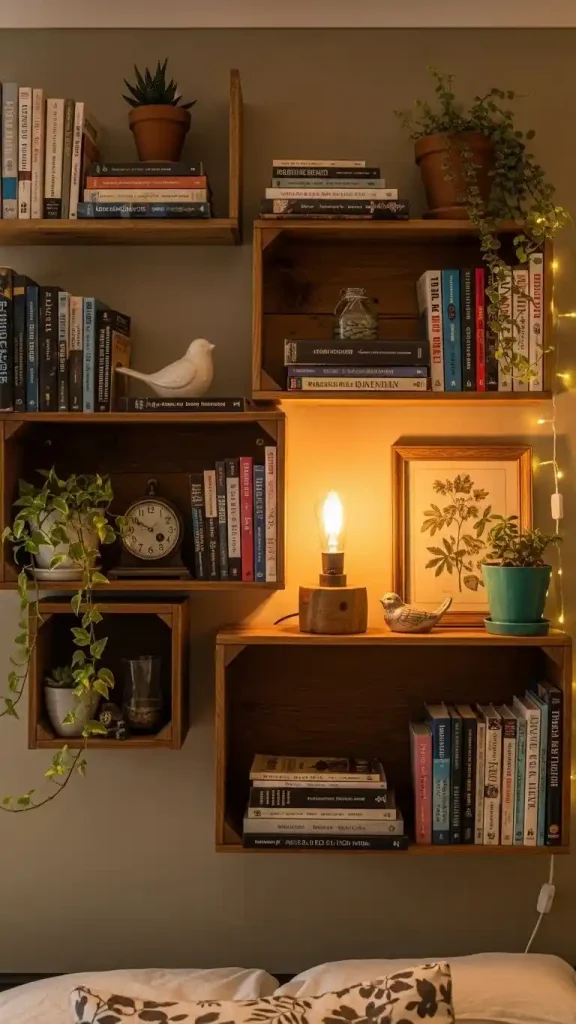 23 Thrifted Home Decor Bedroom | Create a Cozy, Vintage-Inspired Space 15 Thrifted Wall Shelves