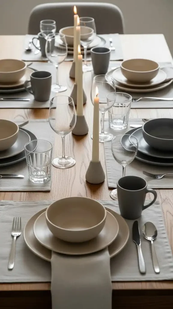 21 Neutral Color Home Decor Ideas to Create a Calm and Stylish Space 16 Beige and Gray Dining Table Setup