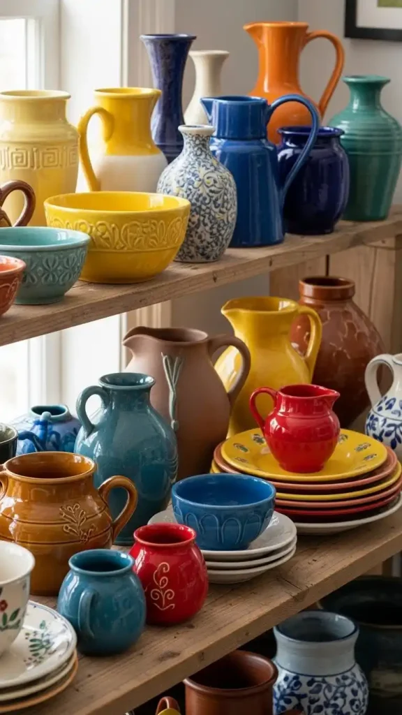 20 Colorful Thrifted Home Decor Ideas to Create a Bright, Stylish, and Budget-Friendly Home 16 Bright Vintage Pottery