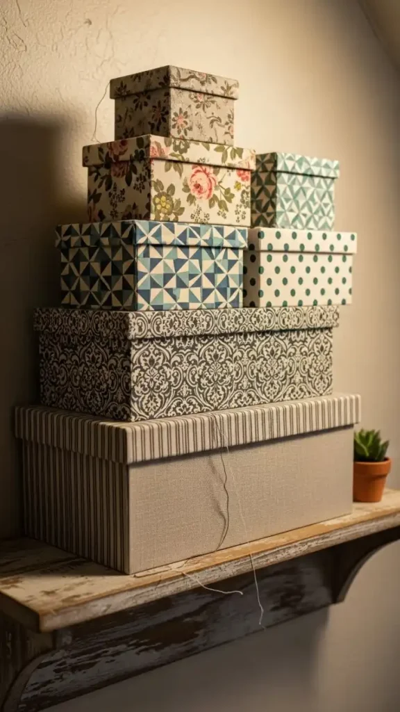 19 Thrifted Home Decor DIY Ideas to Personalize Your Home 16 DIY Fabric-Covered Storage Boxes