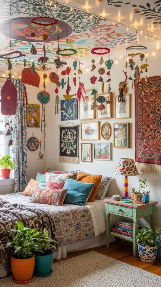 20 Funky Home Decor Bedroom | Creative Ideas to Brighten Your Sleep Space 16 15. DIY Hanging Mobiles
