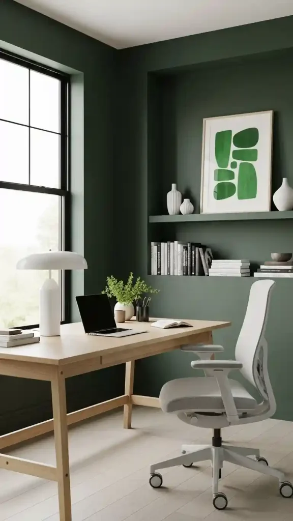 23 Green Color Home Decor | Inspiring Ideas for Every Room 16 Green Home Office Setup
