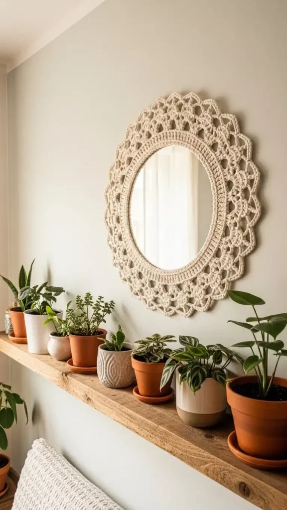 23 Filet Crochet Home Decor Ideas to Beautify Your Stylish Living Spaces 16 Hafilet Crochet Mirror Frames