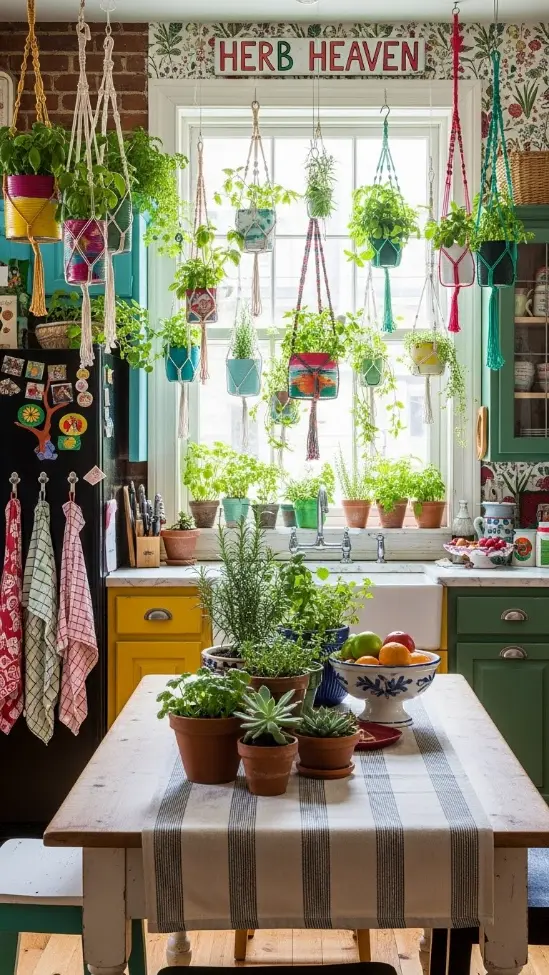 21 Funky Home Decor Kitchen Ideas That Transform Your Cooking Space 16 Hanging Herb Garden