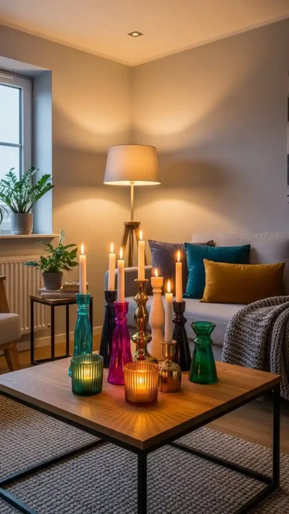 20 Pop of Color Home Decor ideas | Brighten Your Space with Style 16 Use Colorful Candle Holders