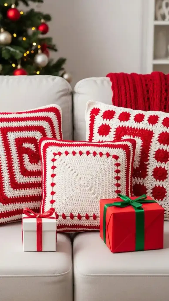 25 Christmas Crochet Home Decor | Handmade Ideas for a Festive Touch 17 Crochet Christmas Pillows