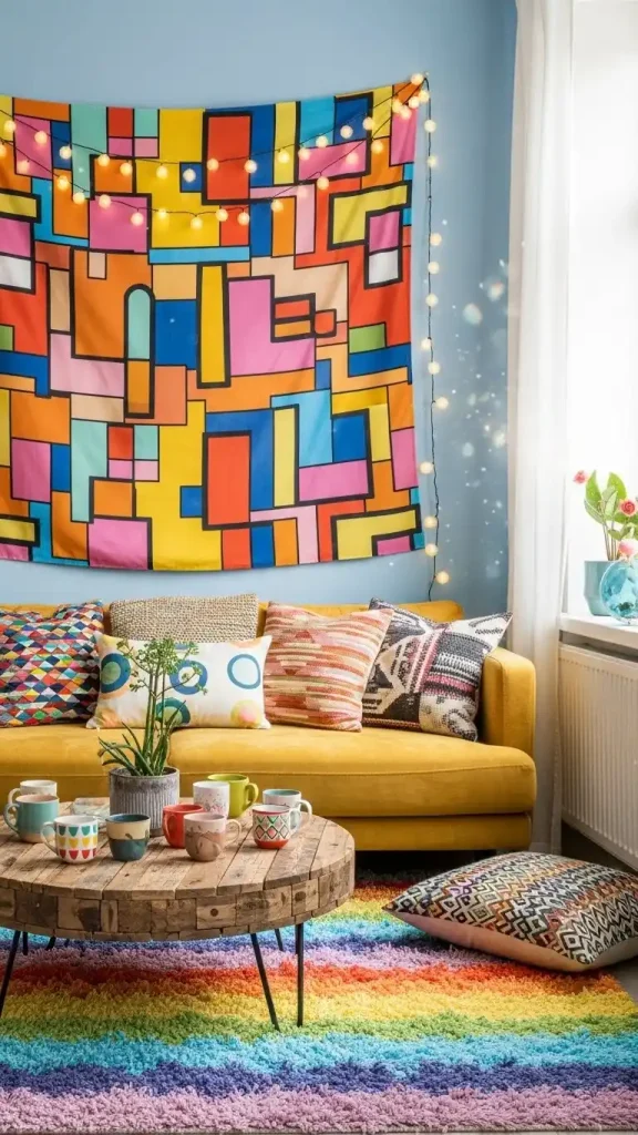 20 Funky Home Decor Aesthetic |Vibrant Ideas to Transform Your Space 17 DIY Fabric Wall Tapestry