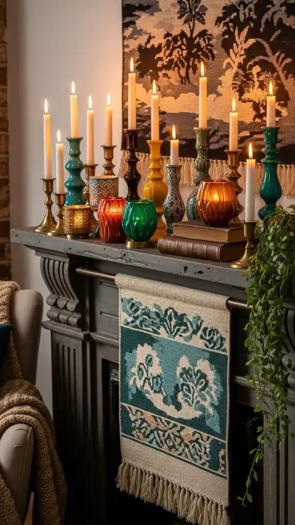 20 Colorful Thrifted Home Decor Ideas to Create a Bright, Stylish, and Budget-Friendly Home 17 Multicolor Thrifted Candle Holders