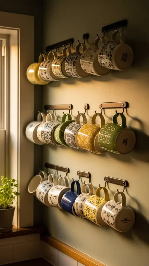 20 Thrifted Home Decor Kitchen Ideas to Style Your Space on a Budget 17 Thrifted Coffee Mugs Display