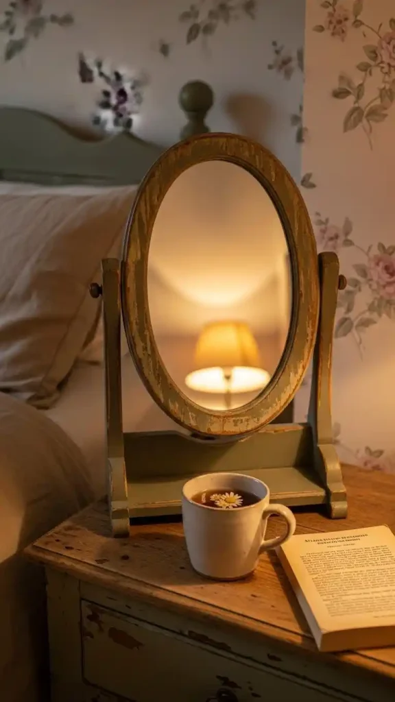 23 Thrifted Home Decor Bedroom | Create a Cozy, Vintage-Inspired Space 17 Thrifted Mirrors on Nightstands or Walls