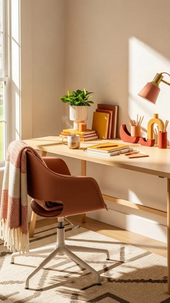 21 Cozy Colorful Home Decor | Ideas to Warm Up Your Home 18 Cozy Office Desk Decor