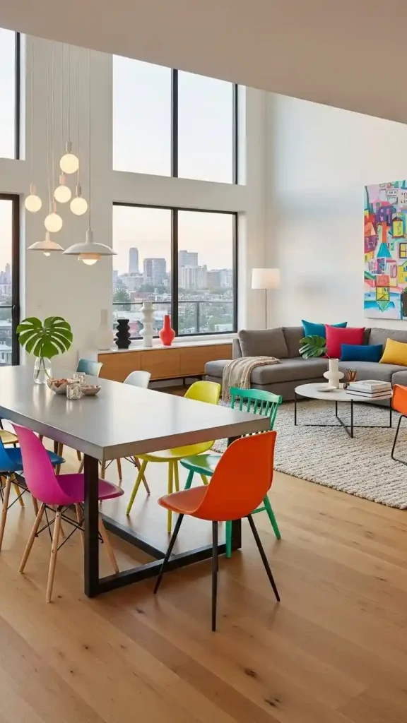 20 Pop of Color Home Decor ideas | Brighten Your Space with Style 18 Introduce Vibrant Dining Chairs
