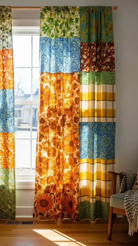20 Colorful Thrifted Home Decor Ideas to Create a Bright, Stylish, and Budget-Friendly Home 18 Patterned Curtains from Thrifted Fabric