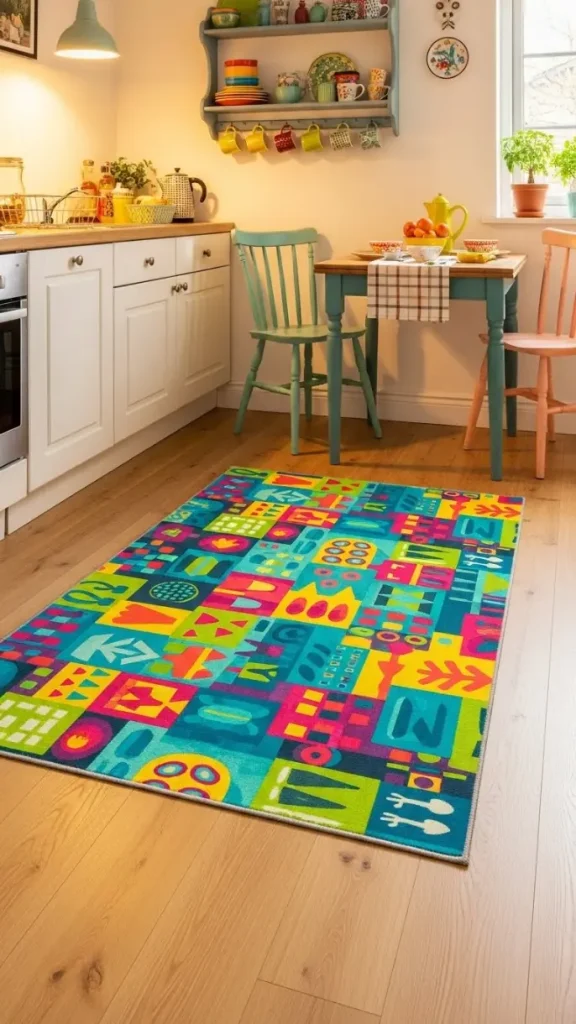 21 Funky Home Decor Kitchen Ideas That Transform Your Cooking Space 18 Statement Rugs or Mats
