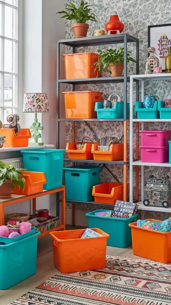 27 Funky Colorful Home Decor | Ideas to Brighten Your Space 19 Bold Storage Bins & Baskets