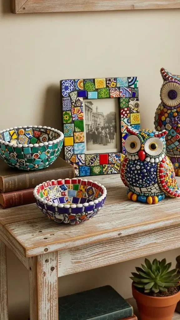 20 Colorful Thrifted Home Decor Ideas to Create a Bright, Stylish, and Budget-Friendly Home 19 Colorful Mosaic Decor Pieces