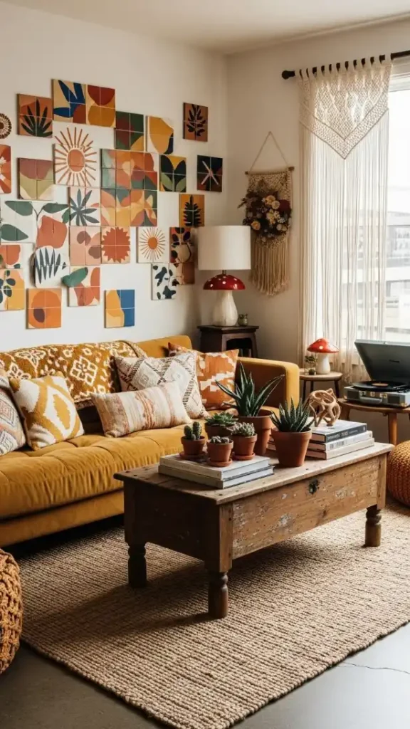 22 Earthy Funky Home Decor Creative Ideas for a Stylish and Natural Home 19 DIY Painted Terracotta Tiles