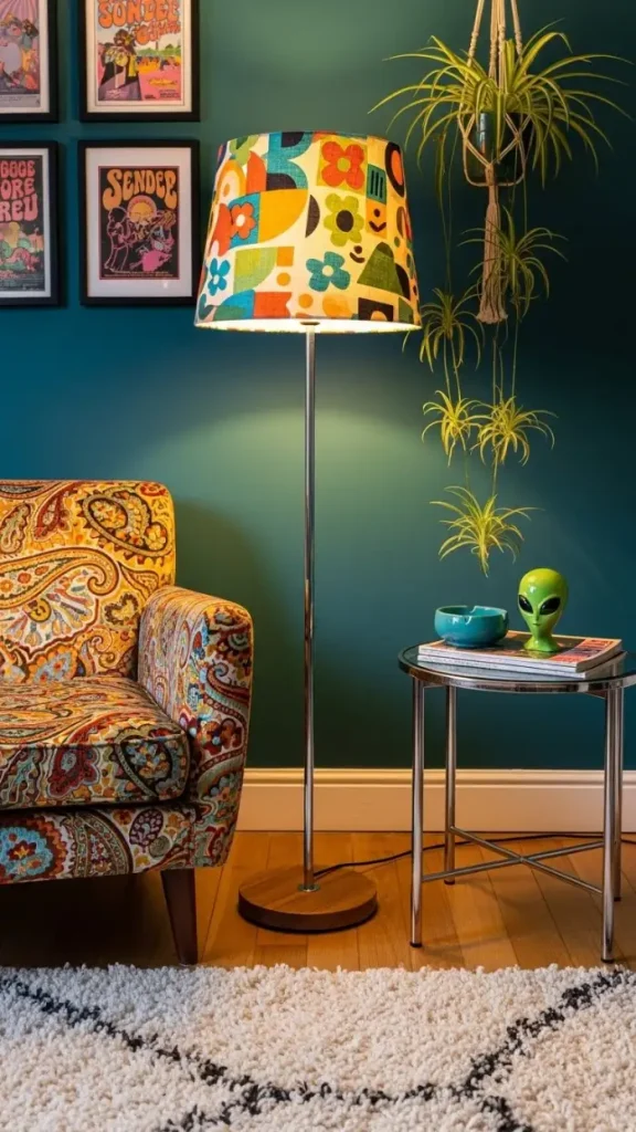 18 Retro Funky Home Decor Ideas to Add Nostalgic Charm 19 Quirky Lampshades