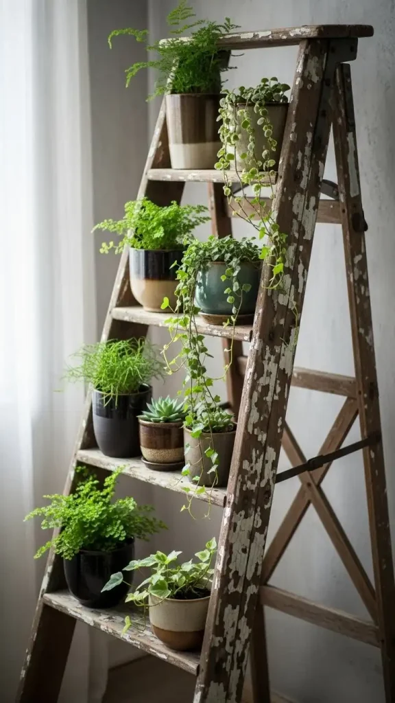 19 Thrifted Home Decor DIY Ideas to Personalize Your Home 19 Repurposed Ladder Planters