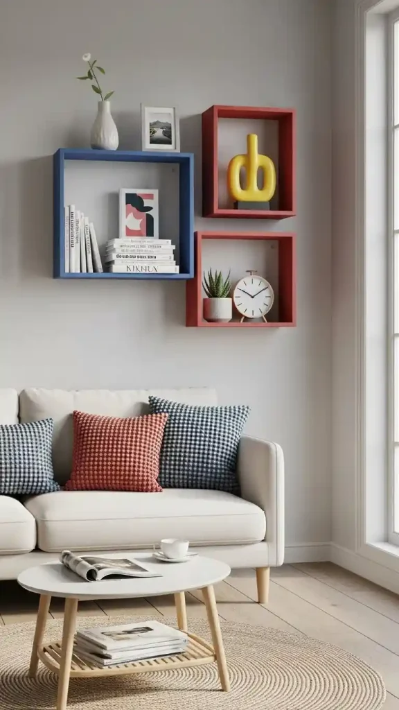 23 Primary Color Home Decor | Creative Ideas to Brighten Your Space 20 Blue & Red Wall Shelves