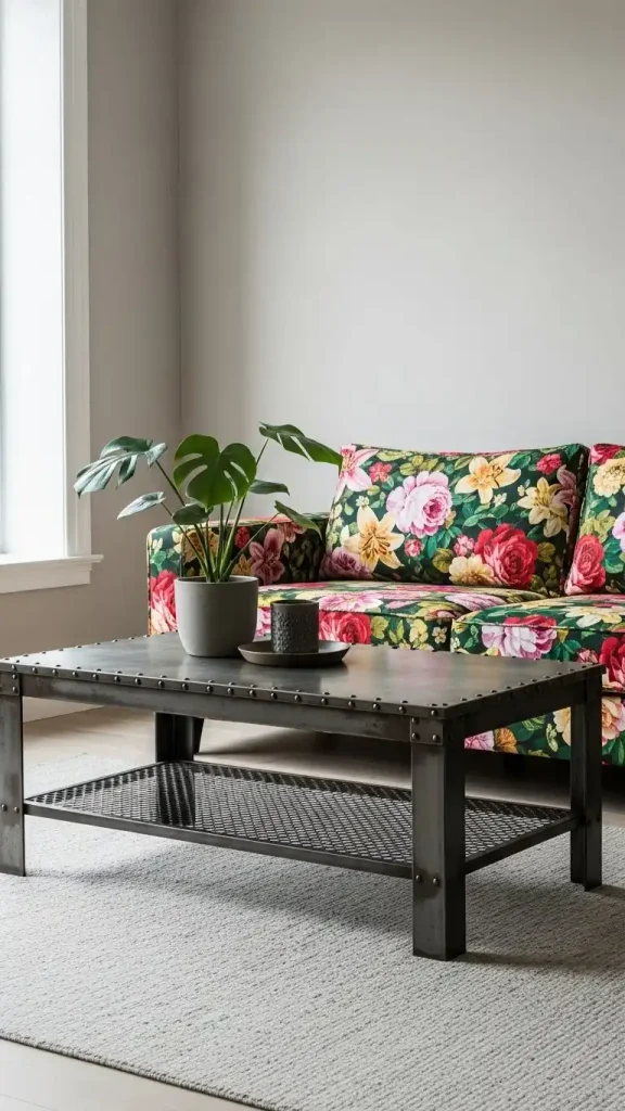 23 Unconventional Decor Combinations for Funky Home Decor to Create Bold and Stunning Interiors 3 Floral Sofas with Industrial Tables