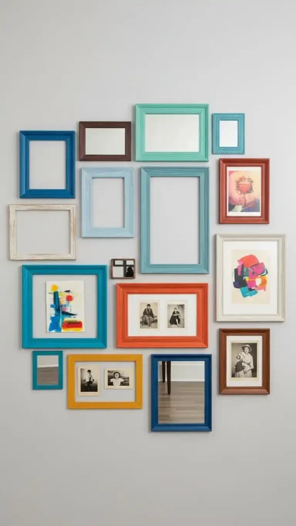 20 Colorful Thrifted Home Decor Ideas to Create a Bright, Stylish, and Budget-Friendly Home 3 Painted Thrifted Picture Frames