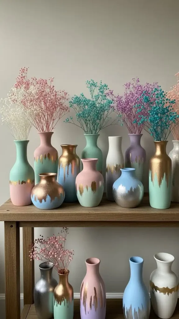 19 Thrifted Home Decor DIY Ideas to Personalize Your Home 3 Painted Thrifted Vases