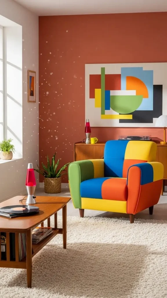 18 Retro Funky Home Decor Ideas to Add Nostalgic Charm 3 Retro Color Block Furniture