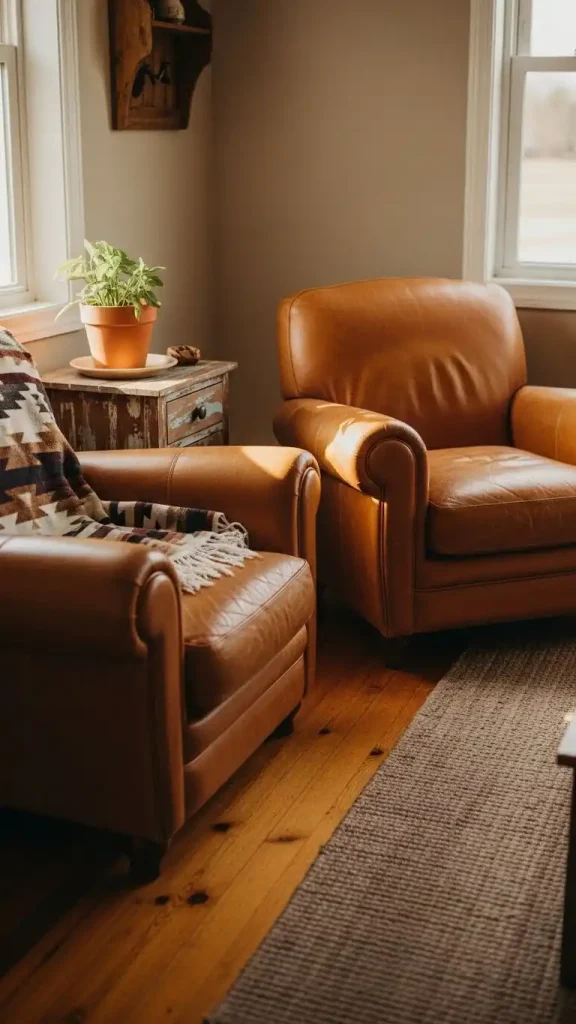 18 Thrifted Home Decor Western Ideas to Style Your Home 3 Thrifted Leather Accent Chairs