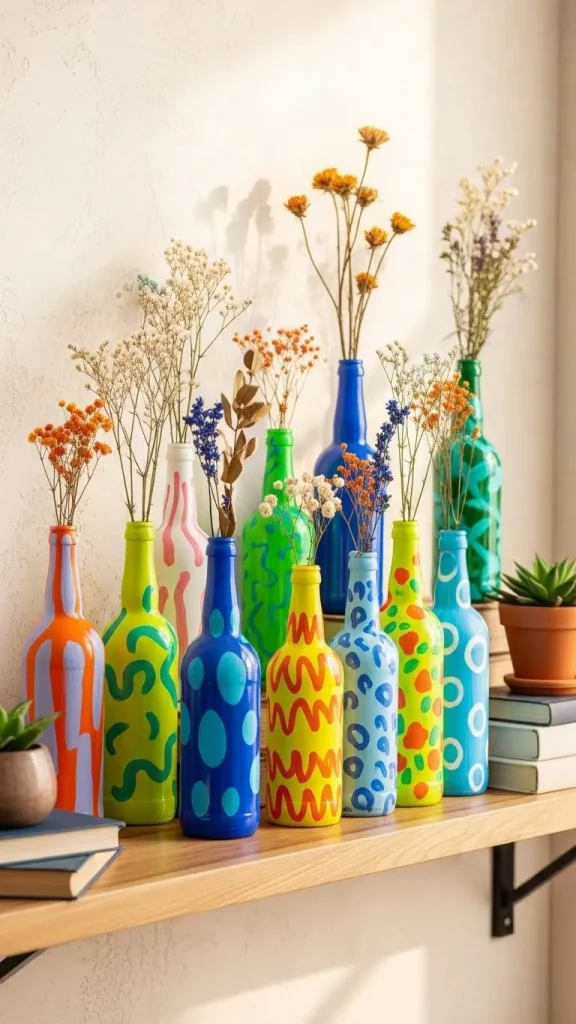 27 Fun DIY Ideas for Funky Home Decor to Transform Your Space 3 Upcycled Bottle Vases