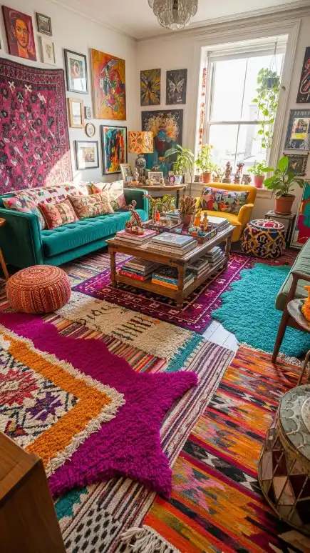 27 Funky Home Decor Interior Design Creative Ideas for a Stylish Space 3 Vibrant Rugs and Carpets